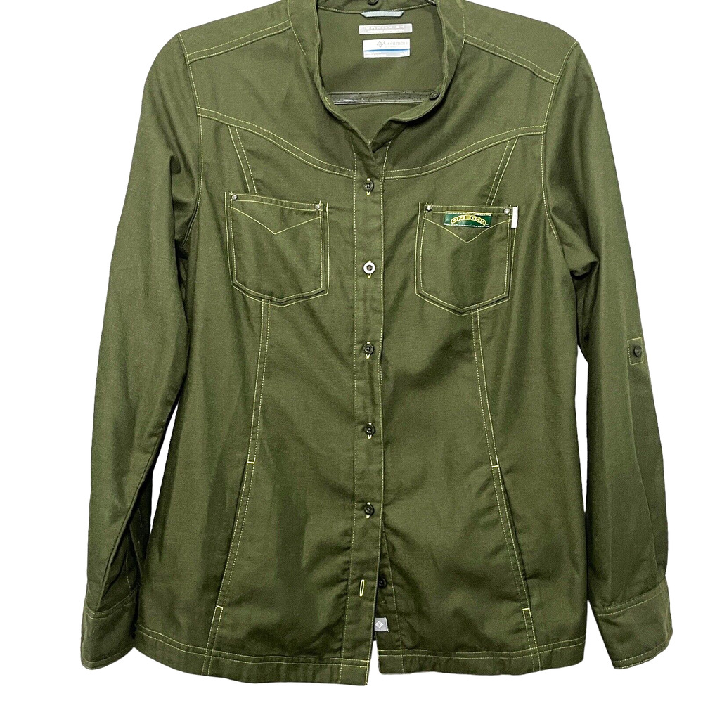Oregon Ducks Columbia Shirt Womens Size Medium Omni-Wick Pockets Banded Collar